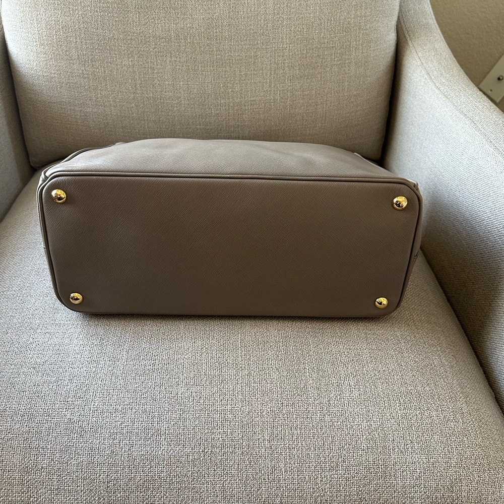 Prada Taupe Leather Handbag with Gold Accents - Picture 9 of 15